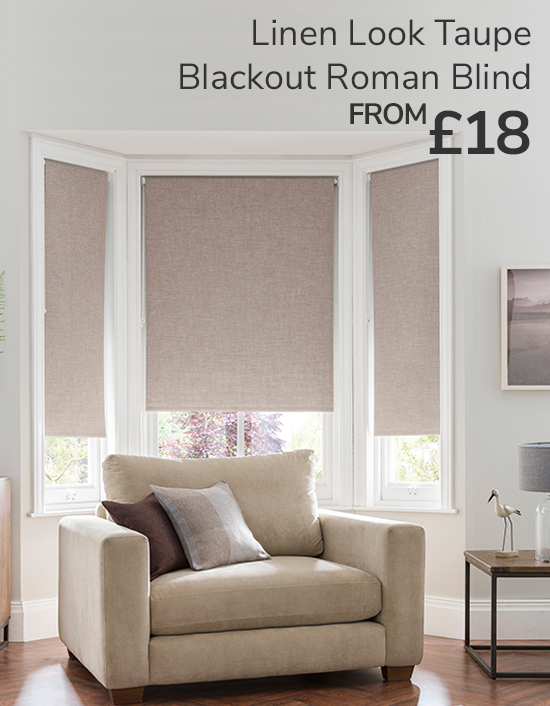 Linen Look Taupe Blackout Roman Blind